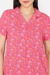 Zivame Maternity Floral Pop Woven Pyjama Set - Coral Paradise — thumbnail 5